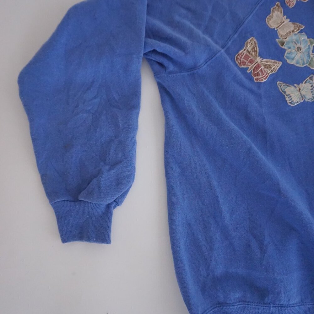 Vintage Hanes Her Way Blue Butterfly Lace Design Cotton Blend Sweater Cardi Xl - Picture 8 of 11